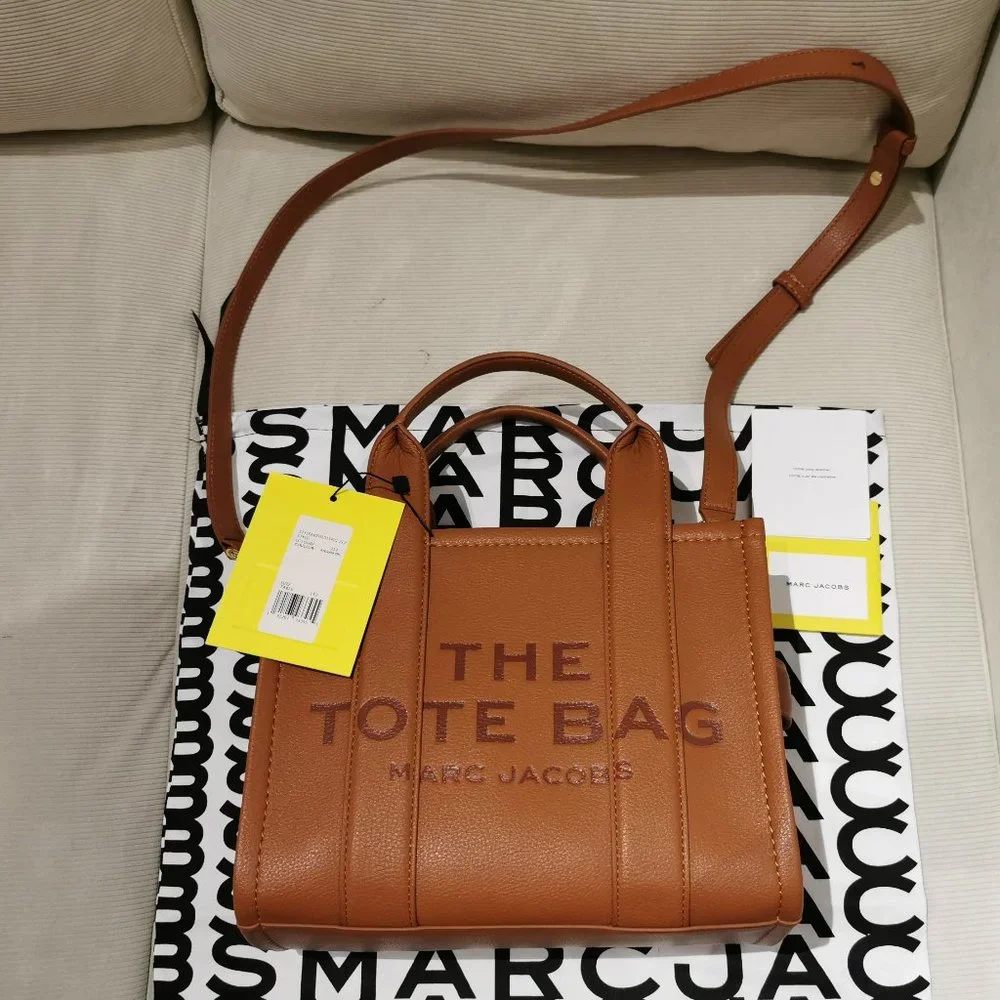 Marc Jacobs the Leather Mini Tote Bag Argan Oil - Picture 1 of 16